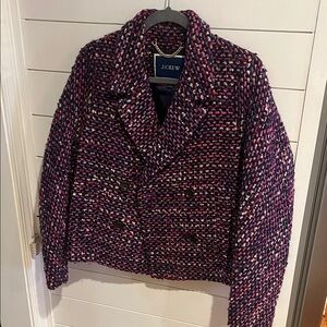 J. Crew Women's Red and Black Tweed Pea Coat